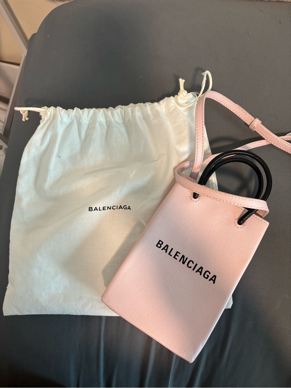 Balenciaga Pink Mini Phone Bag with Crossbody Strap